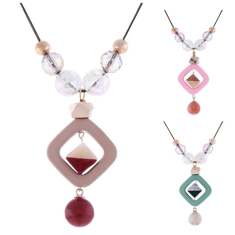 JMXD-Acrylic Necklace Women, Painted Bead Pendant Sweater Chain, New Accessories Fashion Jewelry
