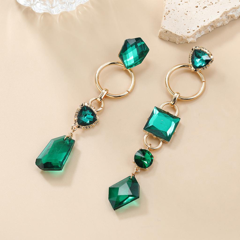Висячие серьги с геометрическим кристаллом для женщин, винтажные подвески, ювелирные изделия, вечерние подарочные аксессуары