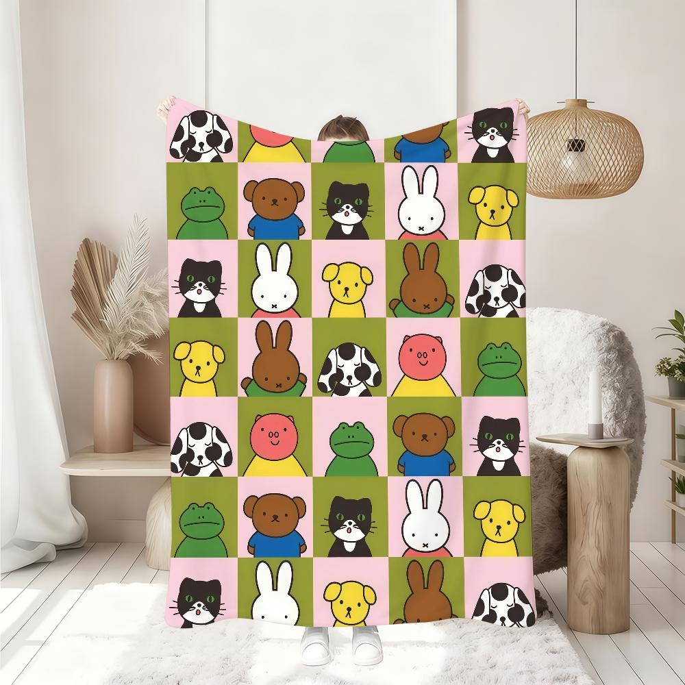 Cartoon Cute M-Miffy Blanket Soft Throw Blanket for Home Bedroom Bed Sofa Picnic Travel Office Rest Cover Blanket Gift