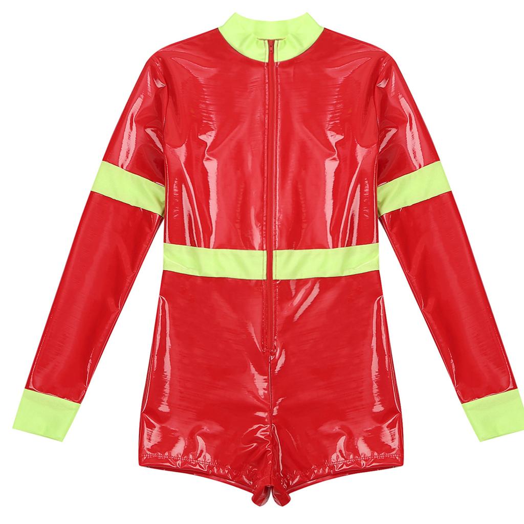 Женский сексуальный обтягивающий облегающий комбинезон, костюм пожарного, косплей, шорты для мальчиков, кожаный костюм для маскарада, карнавала