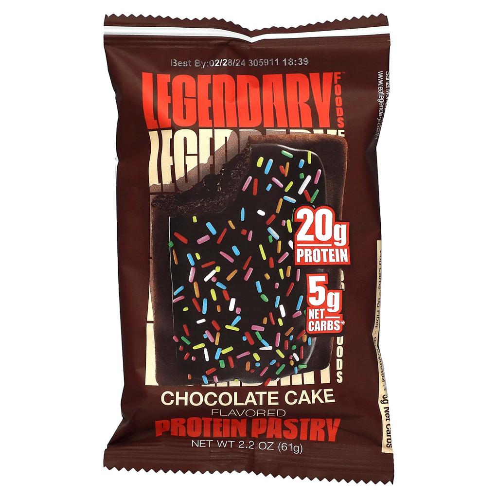 Legendary Foods Protein Pastry, Chocolate Cake, 10 Packs, 2.2 Oz (61 G) Each