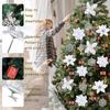 White Christmas Tree Decorations Artificial Flowers Ornaments Berry Stems Hanging Snowflakes for Xmas Tree Party Holiday Decor