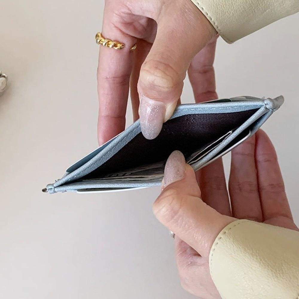 Mini Size Ultra Thin Card Bag Solid Color Rivet Coin Purse Cute Multiple Slots Card Holder  Gift