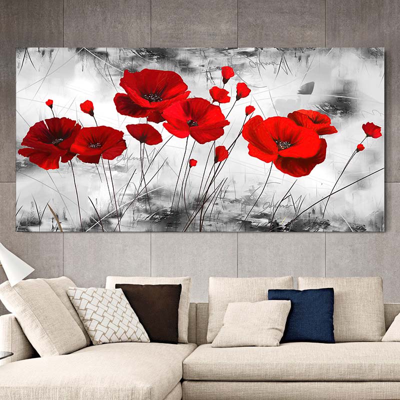 Яркие маки, цветочные картины на холсте, настенные постеры и принты, настенное искусство для гостиной, домашний декор