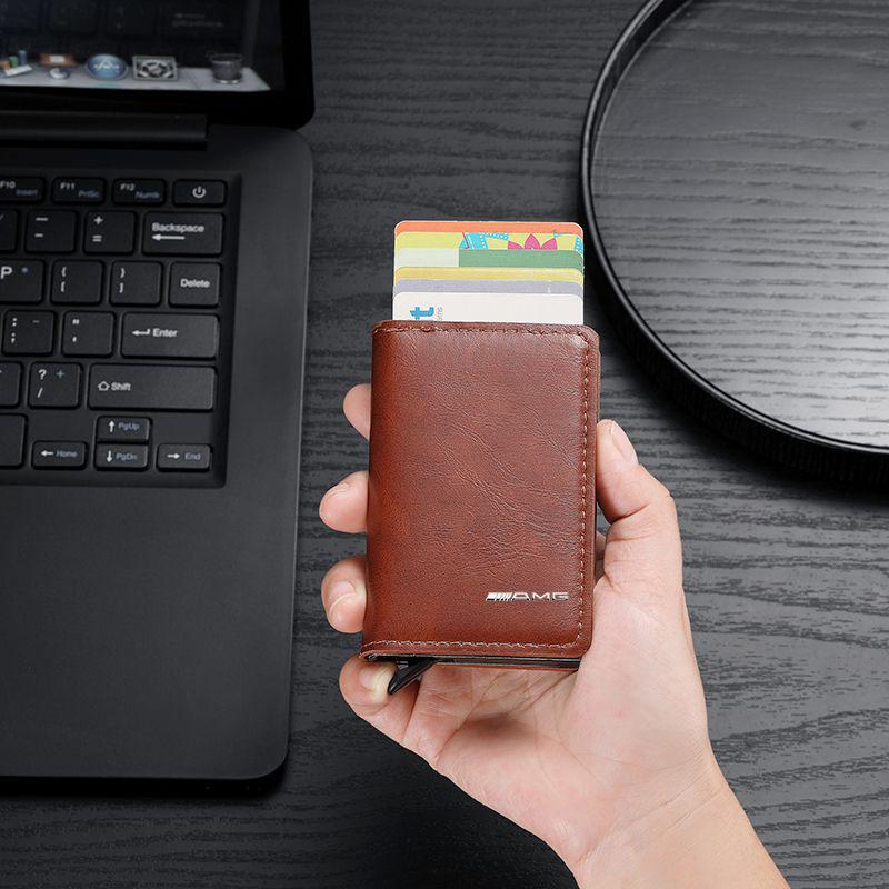 1 шт. Мини-кошелек для ID-карты и кредитной карты с RFID-защитой, автоматический выдвижной чехол для банковских карт для Mercedes-Benz AMG C500 C200 C300 A B C E GLA CLA GLK GL ML GLE W204