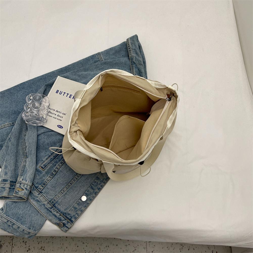 Women Drawstring Tote Bag Multi-Pocket Nylon Shoulder Bag Large Capacity Underarm Bag Armpit Hobo Bag Commuting Bag