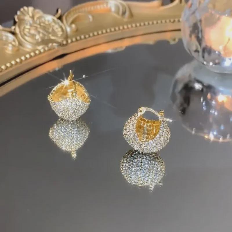 Роскошные корейские серьги из металла с бриллиантами — элегантные, блестящие, высококачественные универсальные украшения для женщин