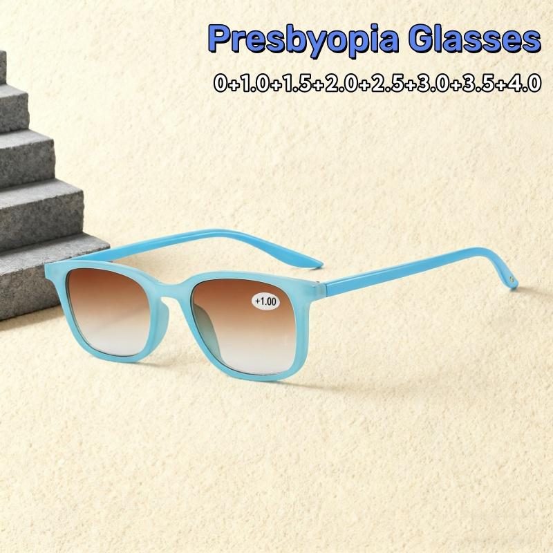 High Quality Large Framed Square Tea Colored Reading Sunglasses Women'S Men'S Lightweight Comfortable Eyeglasses 0 To +4.0