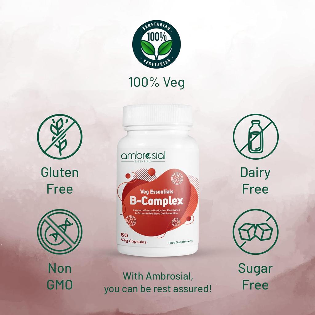 AMBROSIAL Комплекс витаминов группы B с холином высокой эффективности для поддержки формирования красных кровяных телец и выработки энергии (Упаковка 2-120 капсул)