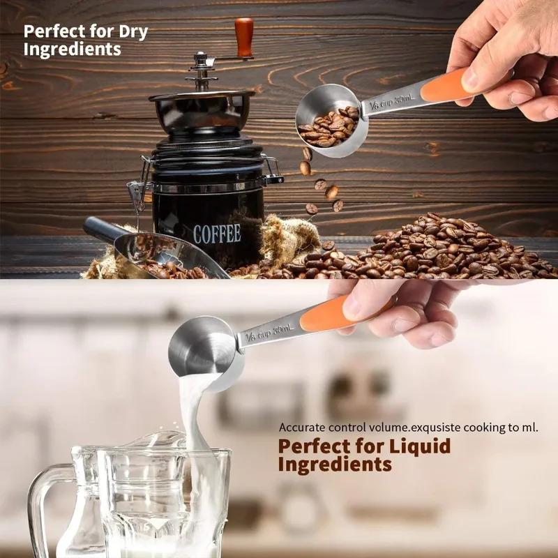 10Pcs Stainless Steel Measuring Cups and Spoons Set Stackable Tablespoons Measuring Spoons Tea Coffee Kitchen Measuring Tools
