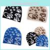 Dog Paw Pattern Knitted Hat With Acrylic Material For Autumn Winter Outdoor Activities