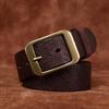 Men's Retro Embossed Cowhide Leather Belt - Genuine Leather, Pin Buckle, Versatile for Casual Jeans
