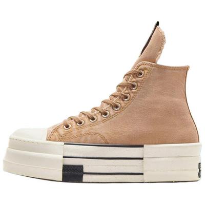 Rick Owens x DRKSHDW DBL DRKSTAR Chuck 70 High Пакет кроссовок унисекс из выстиранного холста - Блонд Коричневый Белый A06756C