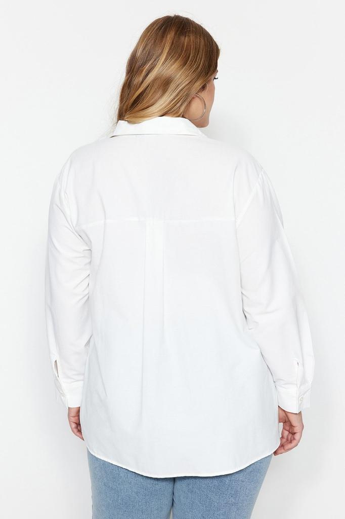 Женская белая тканая рубашка больших размеров с отделкой фестонами больших размеров