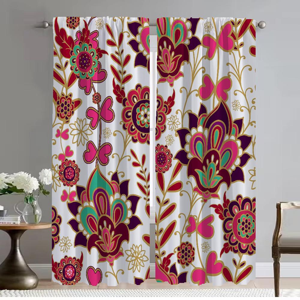 Плотные шторы для кухни, детская комната, тюль с цветочным узором в стиле бохо для спальни, шторы для перегородки, занавеска для комнаты 2 панели