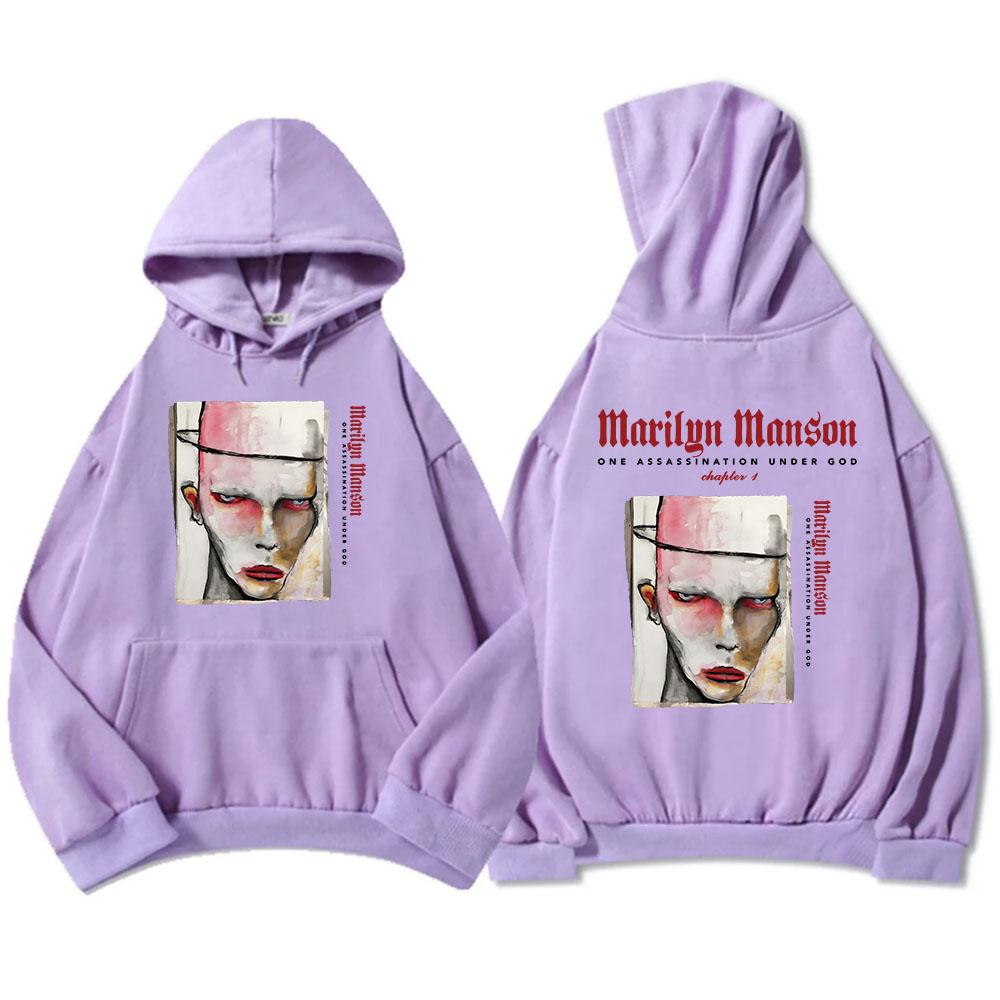 One Assassination Under God Charter 1 Толстовки с капюшоном Marilyn Manson Graphic Printing Толстовки Мужская одежда Зимняя флисовая кофта с капюшоном