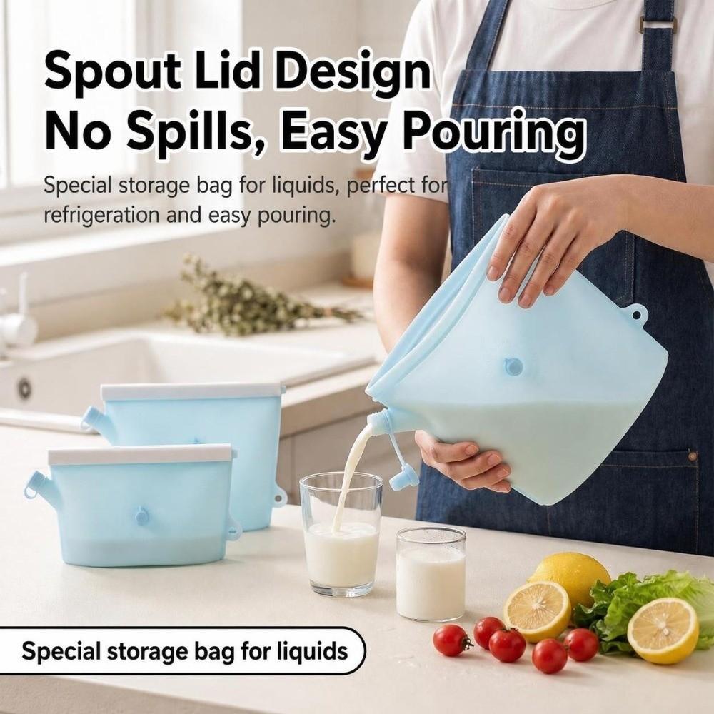 Reusable Refrigerator Food Storage Bag Silicone Fruit Freezer Seal Bag for Kitchen