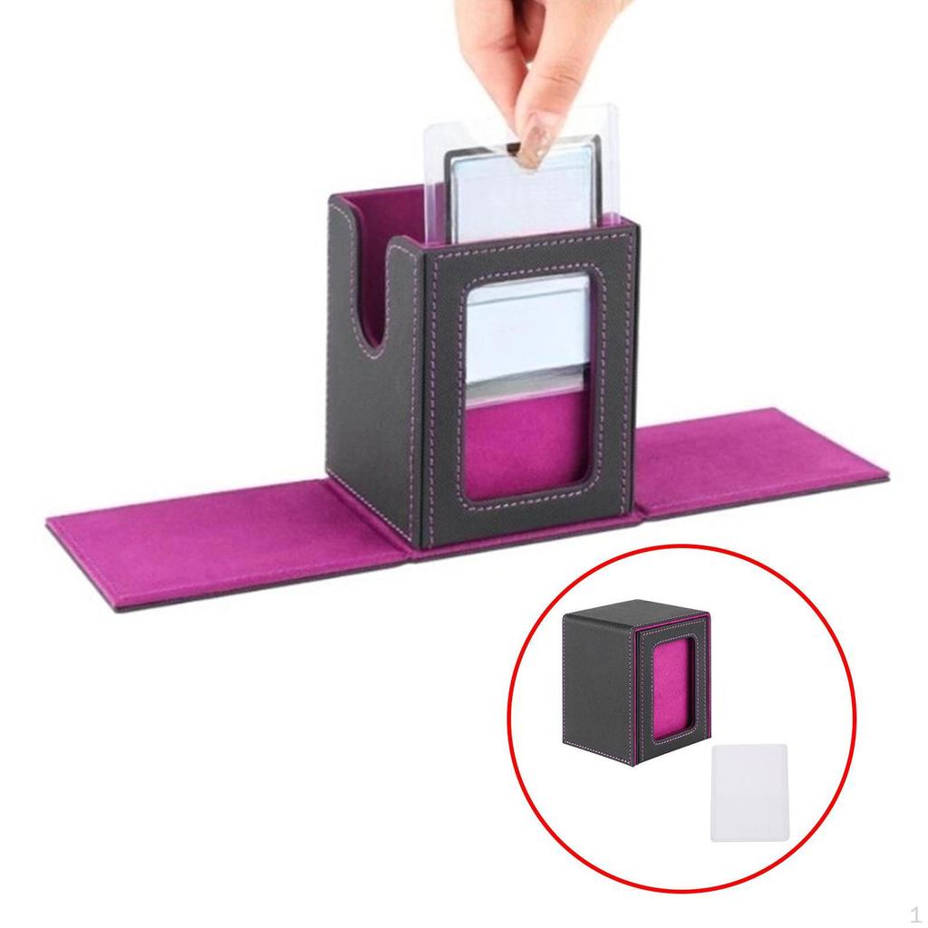 Card Deck Box Storage Leather Magnetic Closure, Display Case Album Baseball