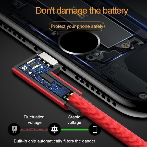 Extra Long L Type Curved Braided USB Cable for IPhone Samsung L Huawei L Fast Charging Cable Micro C Type USB Cable