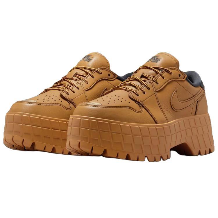 Air Jordan 1 Low Brooklyn Wheat Women Sneakers Brown Team-Red Metallic-Gold HF3184-700