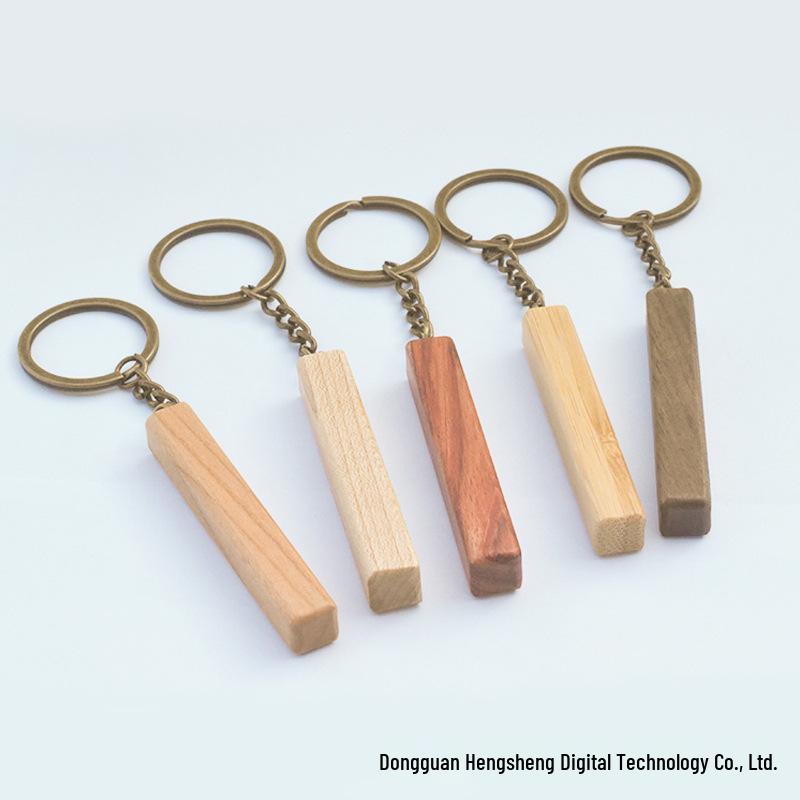 Rectangle Wooden Keychain Pendant - Business Gift In OPP Packaging