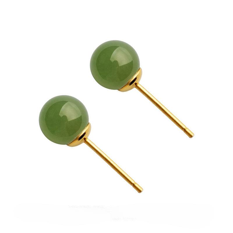 National Trend Style Hetian Jade Earrings for Women In Summer Small, Exquisite and Simple Temperament Jade Earrings