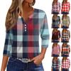 Women's T Shirt Tee Printed Button 3/4 Sleeve Tunic Daily Weekend Fashion Basic V- Neck Regular Top