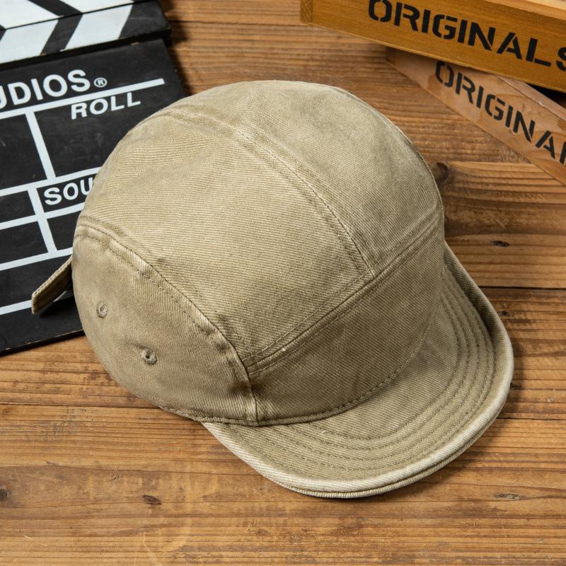 Japanese Retro Short Brim Heavy Industry Men'S Spring And Summer Washed Baseball Cap Tooling Style Color Matching Five-Piece Hat Tide Children