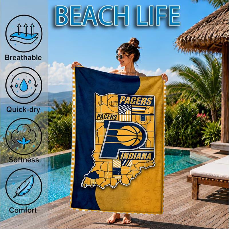 Pacers Basketball Team Beach Towel, Microfiber Beach Towel, Perfect For Pool, Beach, Travel, Home Decor Beach Party Fan gifts