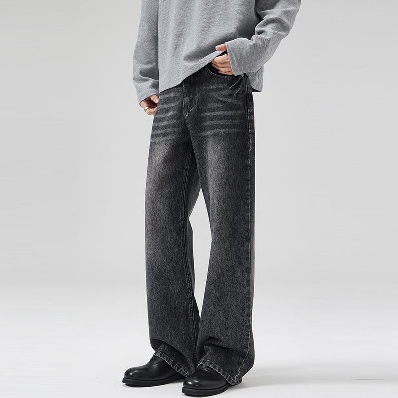 LKTM Унисекс Винтажные Выбеленные Черные Серые Зауженные Джинсы Микроклеш