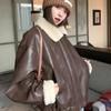 Maillard Retro Leather Jacket Fleece Thickened Short Lamb Wool Jacket Women's Winter New Loose Motorcycle Jacket