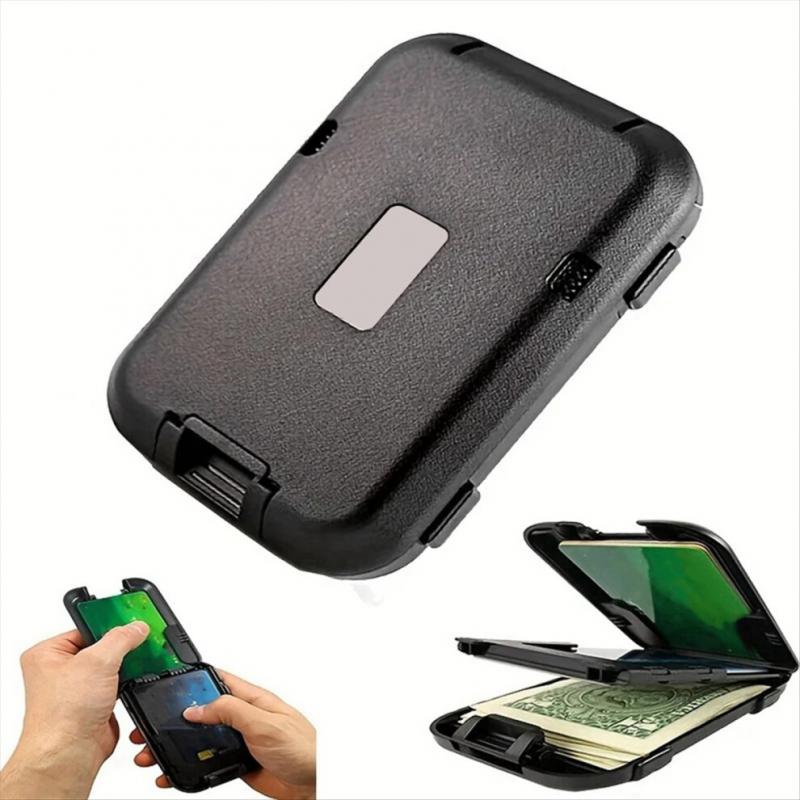 Diebstahlsichere Kartenhülle, minimalistisches Portemonnaie aus Aluminium, Clip-on-Etui für Bargeld, Kreditkarten und Visitenkarten, Schwarz