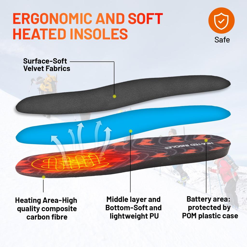 Heated Insoles 2000mAh Winter Outdoor Precise Remote Control Charging Heated Insoles Tailorable Electric Heated Insoles
