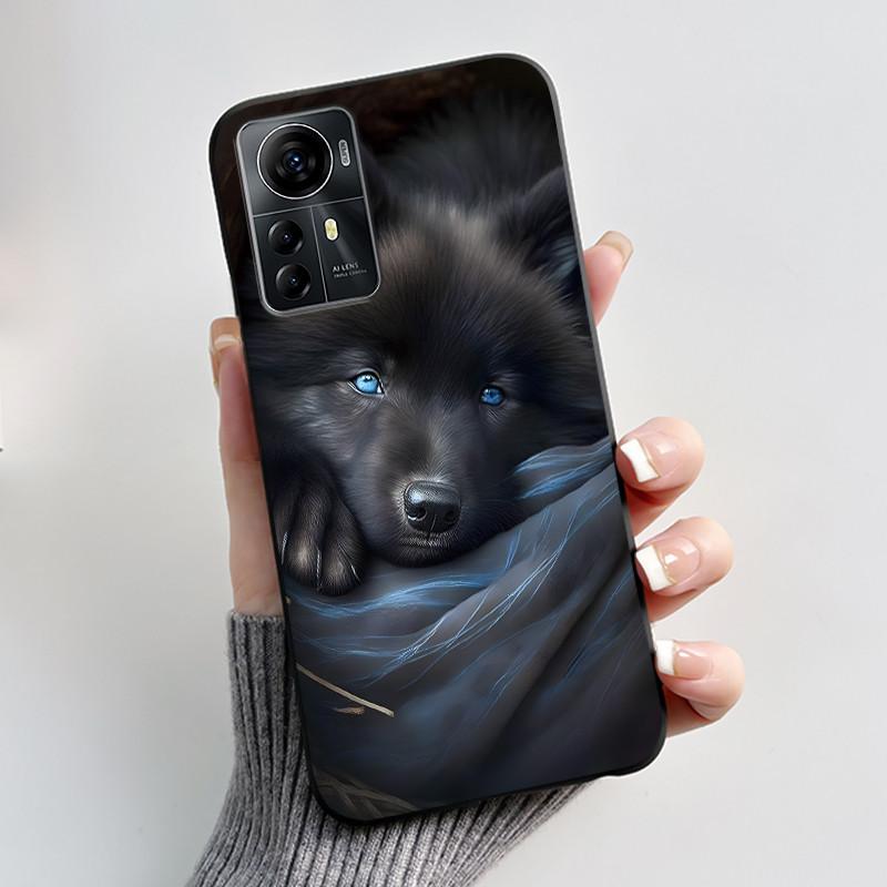 Phone Case For ZTE Blade A72s/Optus X Max/Blade V41 Smart Soft Silicone Black Case Lovely Pattern Puppy Rabbit Shockproof Shell