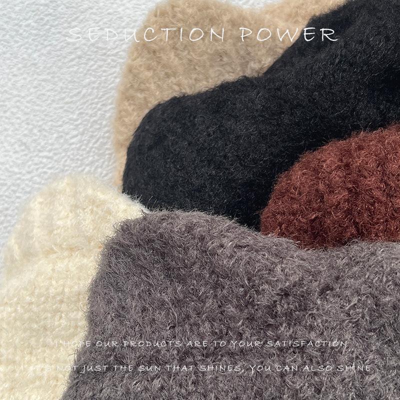 Женская мода корейский стиль осень и зима теплая вязаная шерстяная шапка-ушанка женская милая шапка-пуловер с плюшевым мишкой