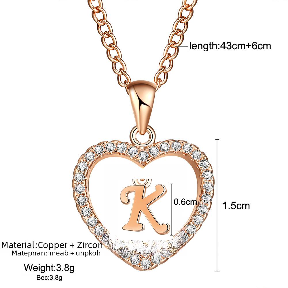 Ожерелье с подвеской в виде сердца из европейского и американского циркона с 26 буквами