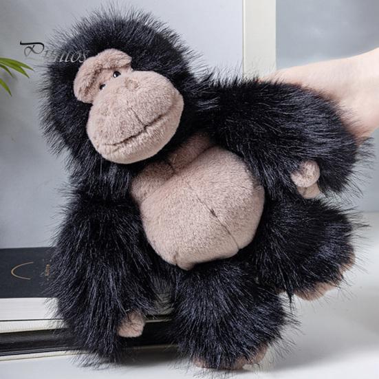 Durable Stuffed Creature Plush Gorilla Doll, Realistic Animal Toy for Kids, Soft Fluffy Orangutan Plushie with Thick Long Fur, Home Decor Three