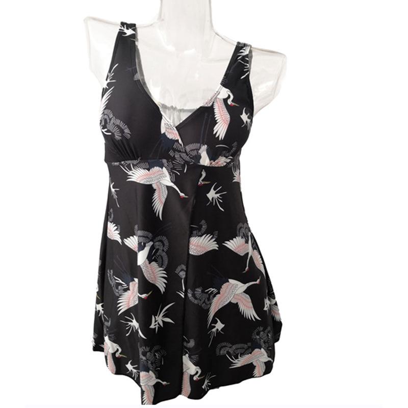 Плюс Размер Женщины Печать Цветочный Цельный Купальник Платье Пляжная Одежда Пляжный Купальный Костюм