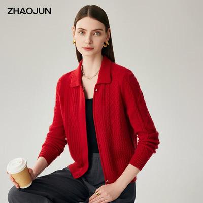 Женский кардиган Zhaojun из 100% кашемира, крупной вязки