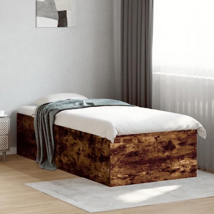 VidaXL Bed Frames Smoked Oak 90x200 Cm Engineered Wood, Bedroom Furniture, Bed Base, Panel Bed, Bed, Bed 3280969