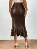 Shiny Women's Mid-Waist Temperament Fishtail Skirt with Sparkly Personality