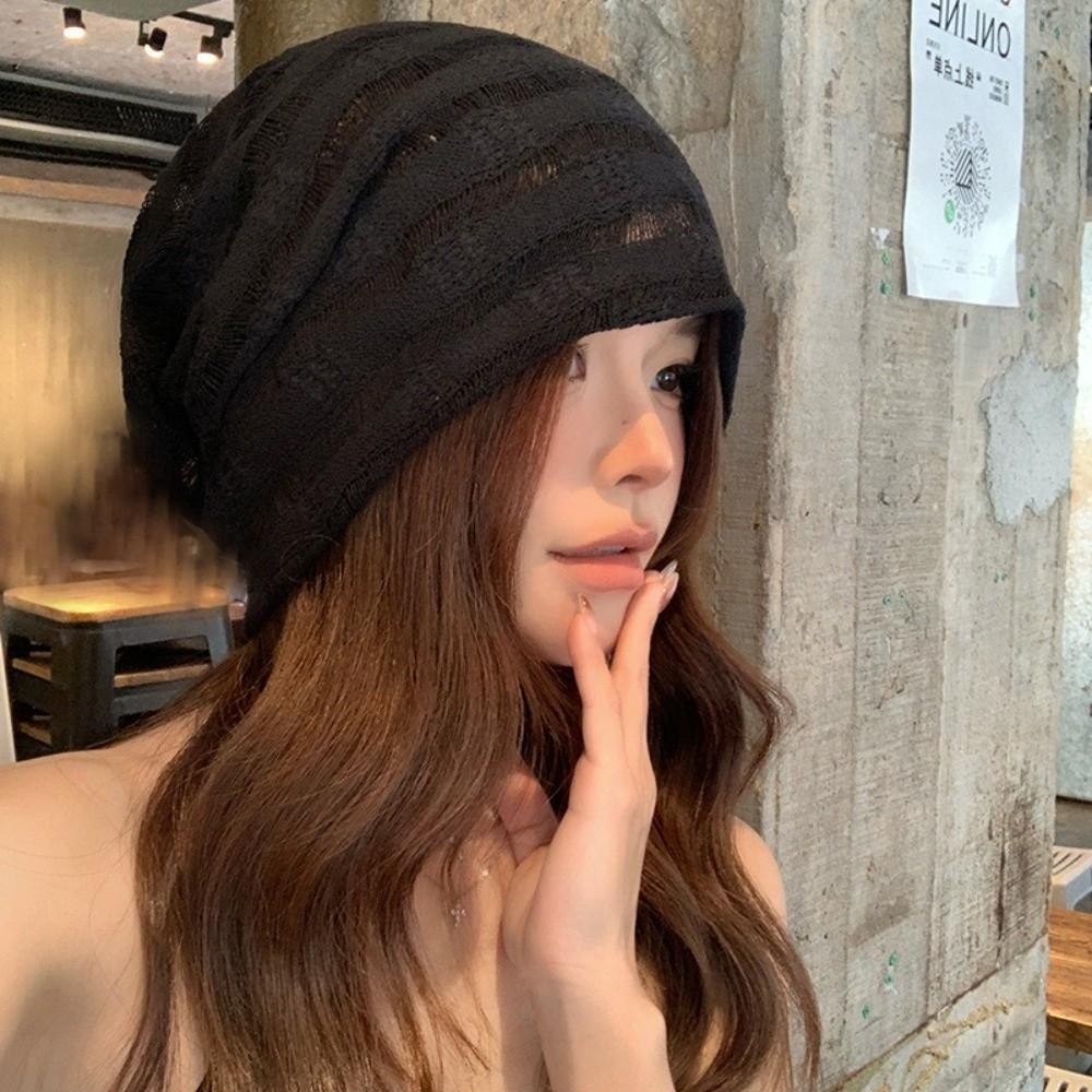 Thin Knitted Hat Hollow Design Sunscreen Cap Fashion Beanies Hat Spring Summer