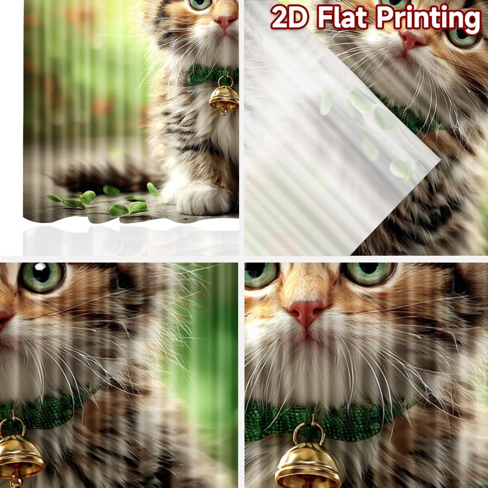2D flat printing 2pcs Party Curtain Cute Cat Shamrock Hat Digital Printed Polyester Drapes Family Party Decoration Use for