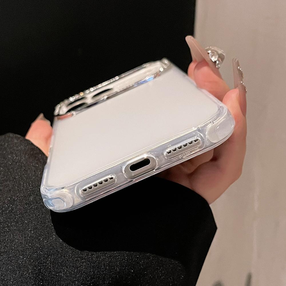 KEYSION Роскошный прозрачный матовый чехол с драгоценными камнями для iPhone 16 17 Pro Max 17 Air 16 Plus TPU+PC Противоударная бронированная задняя крышка
