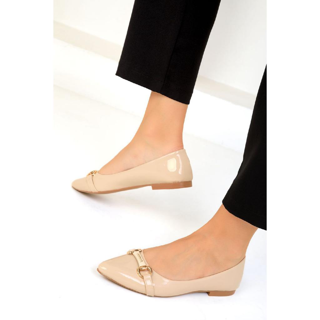 Claret Red Patent Leather Women's Ballerinas 19486