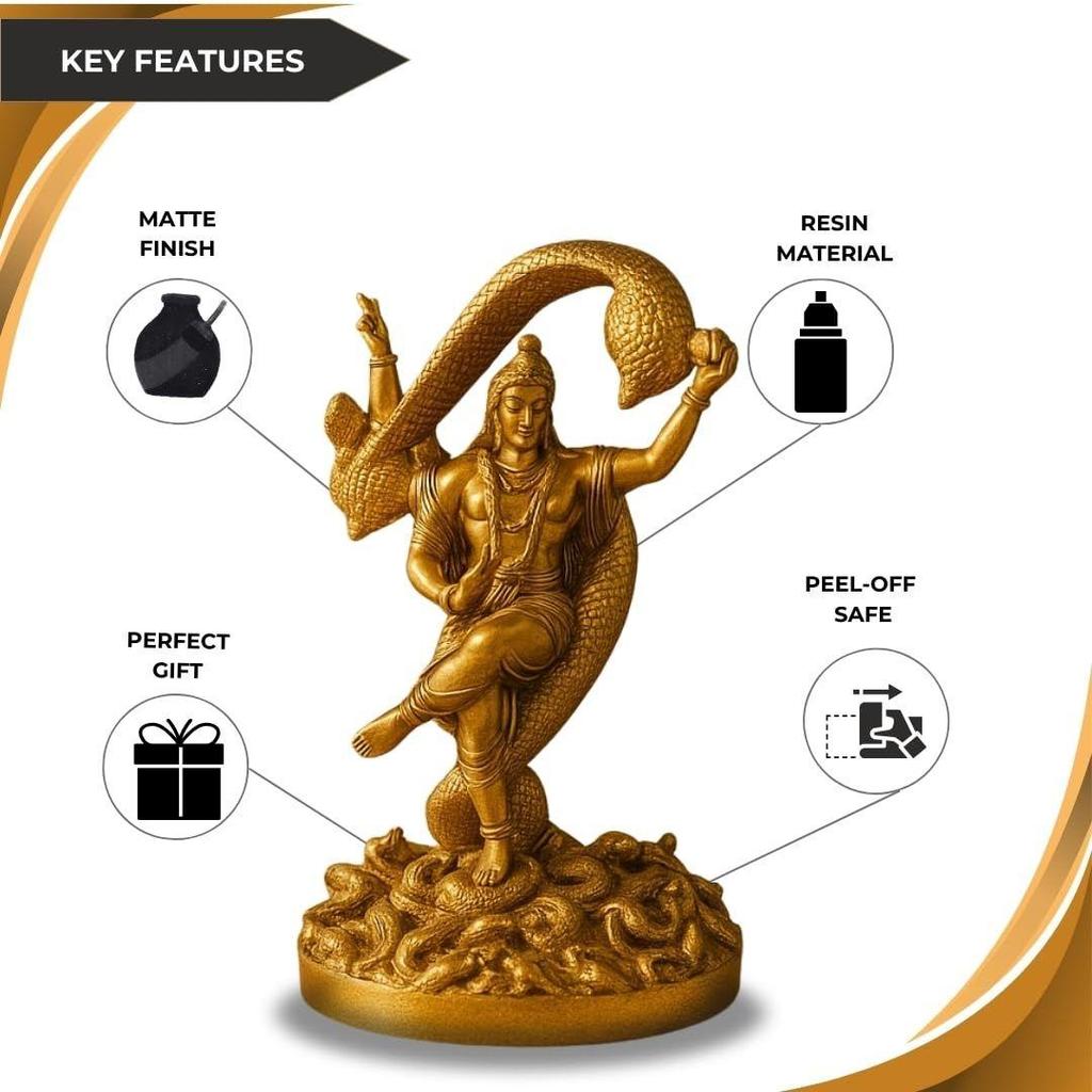 'Шивджи Васуки' Золотая Антикварная Полирезиновая Фигурка Идол Статуя Шива Мурти с Васуки Статуэтка для Мандира Домашнего Декора, Высота 6 Дюймов, Религиозная