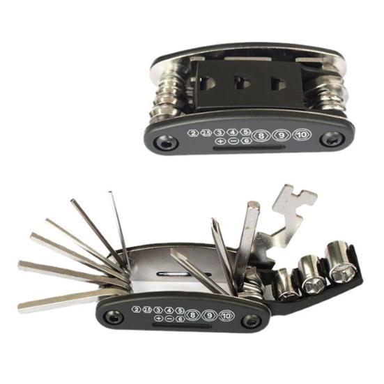 Наборы для ремонта велосипедов 16 в 1, многофункциональный велосипедный инструмент с лопатками для шин, шестигранный ключ для спиц, складной