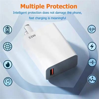 Быстрое настенное зарядное устройство 33 Вт QC3.0 с USB-C кабелем 6 А Многоустройственное зарядное устройство Совместимо с