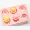 Sun Shape Silicone Cake Mold, 6 Cavities, Cookie Chocolate Ice Cube Mould, Nonstick Candy Baking Mold, DIY Cake Decoration Tool