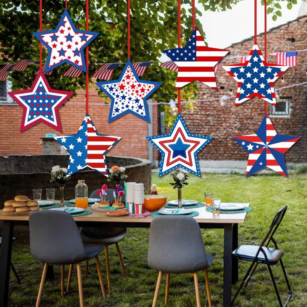 U.S. Independence Day Theme Single Sided Pentagram Hanging Party Scene Arrangement Decoration Hanging Supplies